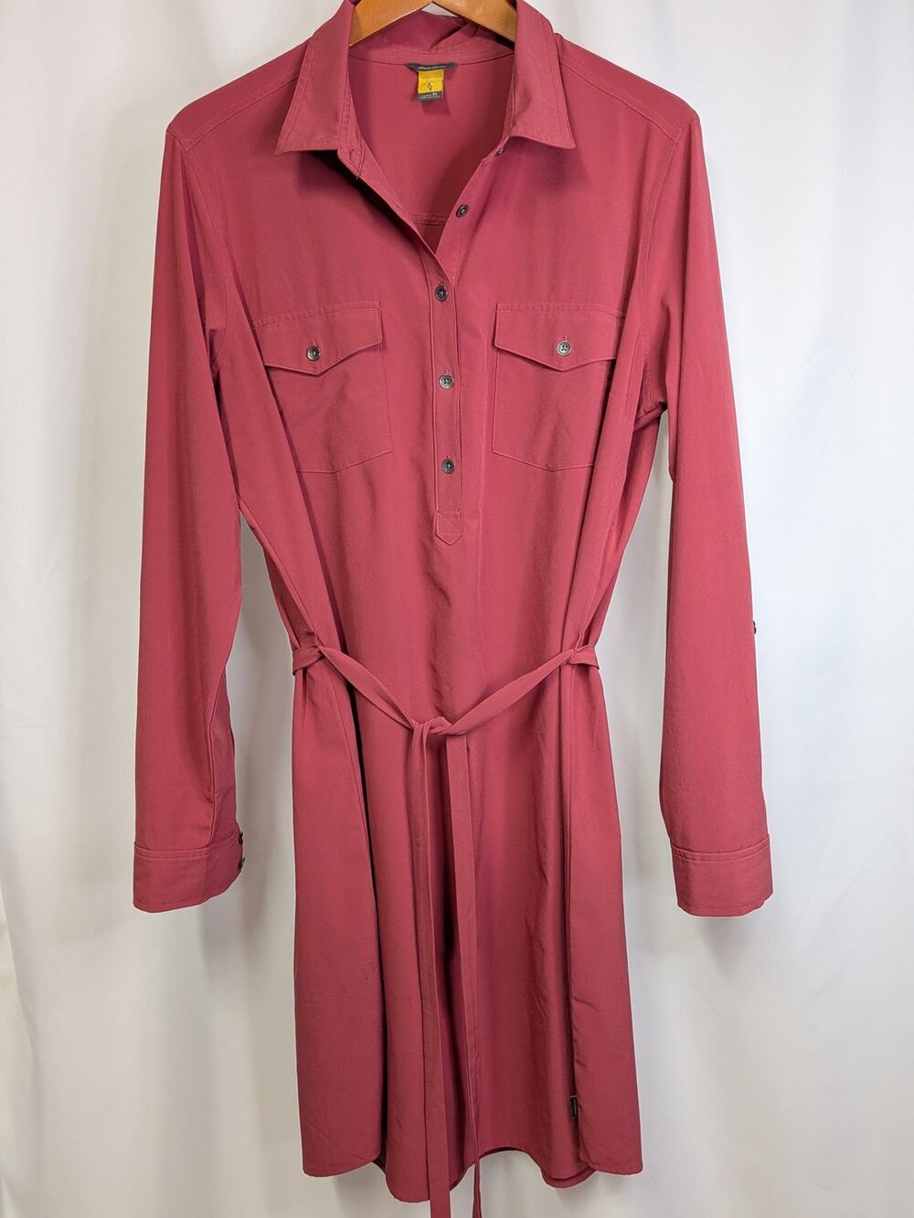 Eddie Bauer Casual Shirt Dress with tie waist and adjustable long sleeve